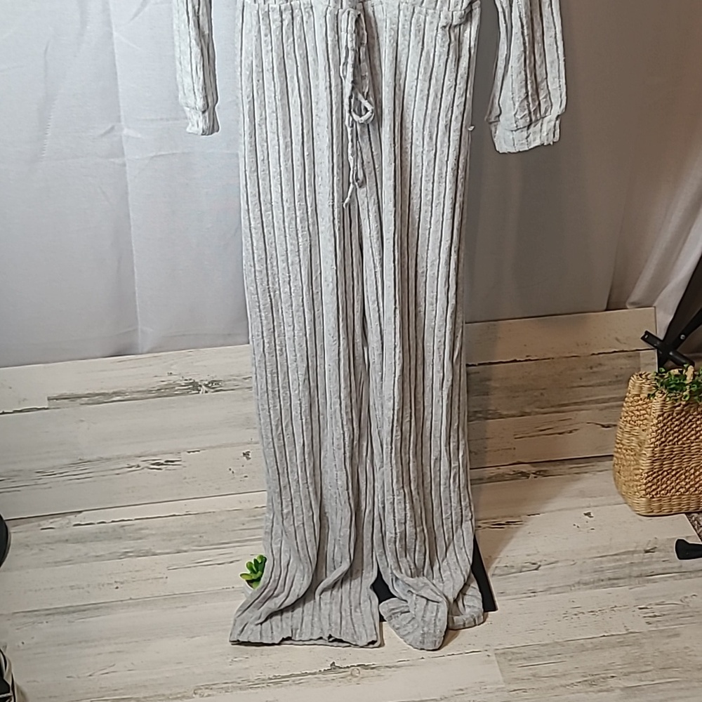 Cupshe Silver Mist Ribbed Drawstring Jumpsuit Med.  New - Picture 4 of 8